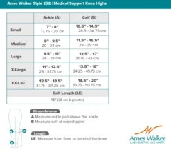 AW 232 Medical Support Knee High w/Zipper 20-30 mmHg