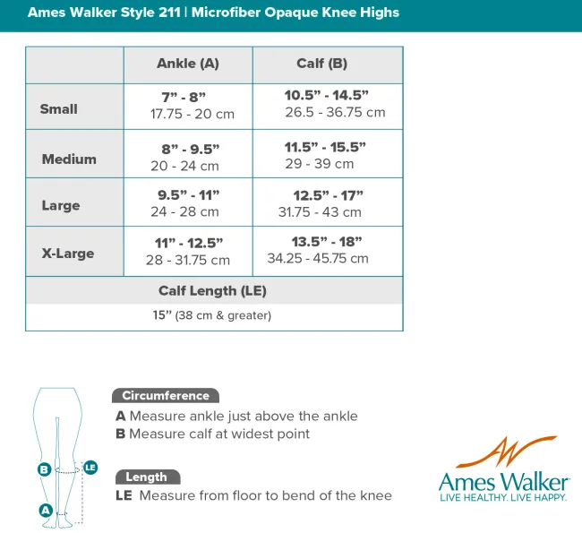 AW 211 Microfiber Opaque Knee Highs 20-30 mmHg