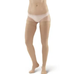 AW 257 Microfiber Opaque Thigh High w/Dot Silicone Band 15-20 mmHg