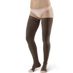 AW 292OT Luxury Opaque Open Toe Thigh Highs w/Dot Band 20-30 mmHg