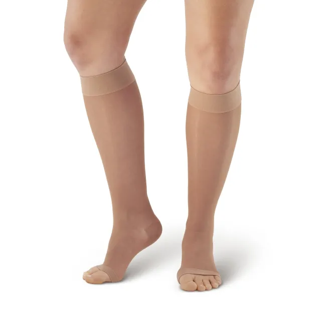 AW 44 Sheer Support Open Toe Knee Highs 20-30 mmHg