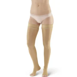 AW 262 Signature Sheer Open Toe Thigh Highs w/Dot Band 15-20 mmHg