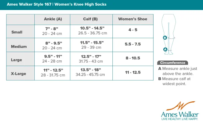 AW 167 Women's Travel Knee High Socks 15-20 mmHg