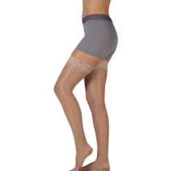Juzo 2102 Naturally Sheer Open Toe Thigh Highs w/Silicone Band 30-40 mmHg
