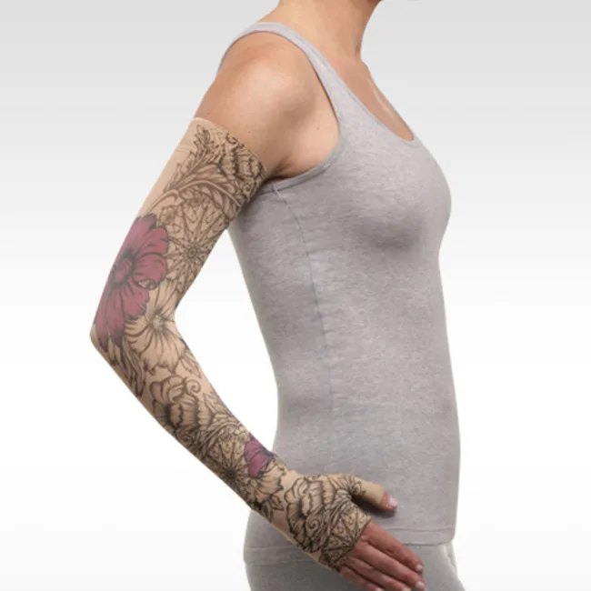 Juzo Soft 2002 Signature Collection Print Floral Purple Henna Armsleeve 30-40 mmHg