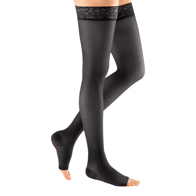 Mediven Sheer & Soft Open Toe Thigh Highs w/Lace Band 30-40 mmHg