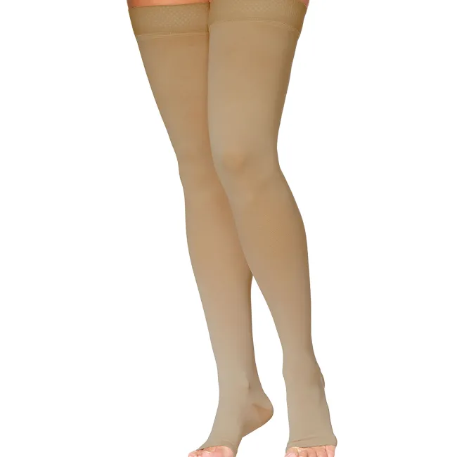 Sigvaris Dynaven 973 Women's Access Open Toe Thigh Highs w/Grip Top 30-40 mmHg