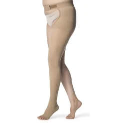Sigvaris Essential 863 Opaque Open Toe Right Thigh w/Waist Attachment 30-40 mmHg