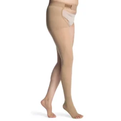 Sigvaris Essential 862 Opaque Open Toe Right Thigh w/Waist Attachment 20-30 mmHg