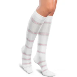 Therafirm Core-Spun Mild Support Socks Thin Line 15-20 mmHg (White/Grey/Pink Stripe)